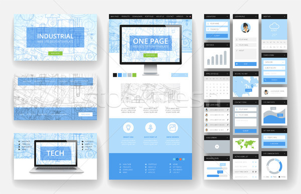 Website design template and interface elements Stock photo © ildogesto