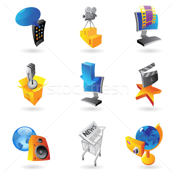 Iconos los medios de comunicación información entretenimiento música mundo Foto stock © ildogesto
