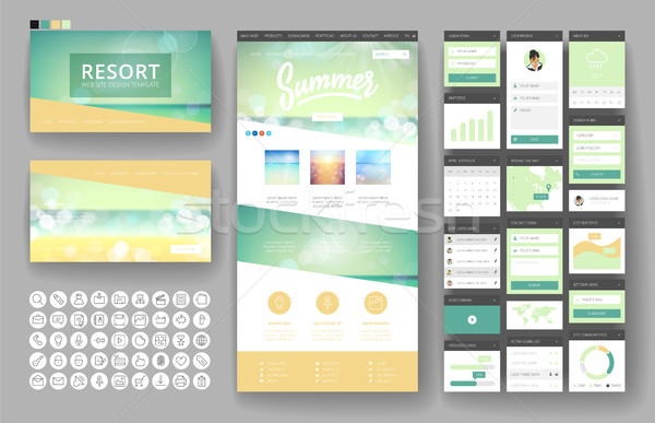 Website design template and interface elements Stock photo © ildogesto