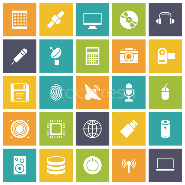 Flat design icons for technology and devices Stock photo © ildogesto