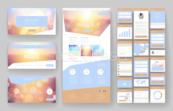 Website design template and interface elements Stock photo © ildogesto