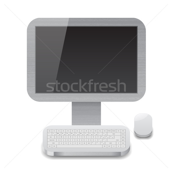 Icon personal computer zwarte display witte textuur Stockfoto © ildogesto