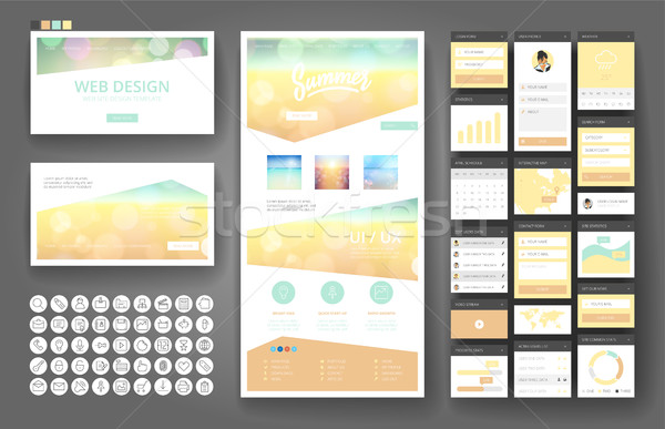 Website design template and interface elements Stock photo © ildogesto