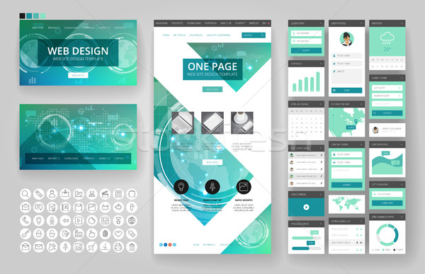 Website design template and interface elements Stock photo © ildogesto