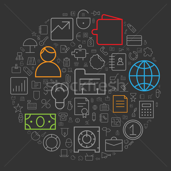 Icons for business and finance arranged in circle Stock photo © ildogesto
