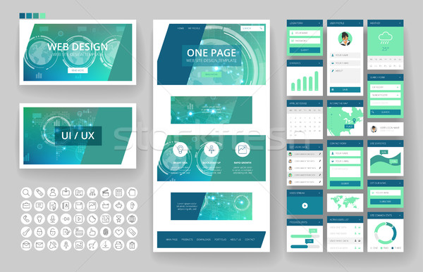 Website design template and interface elements Stock photo © ildogesto