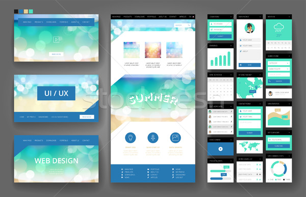 Website design template and interface elements Stock photo © ildogesto