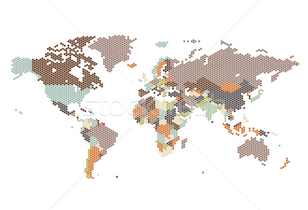 Dotted World map of hexagonal dots Stock photo © ildogesto