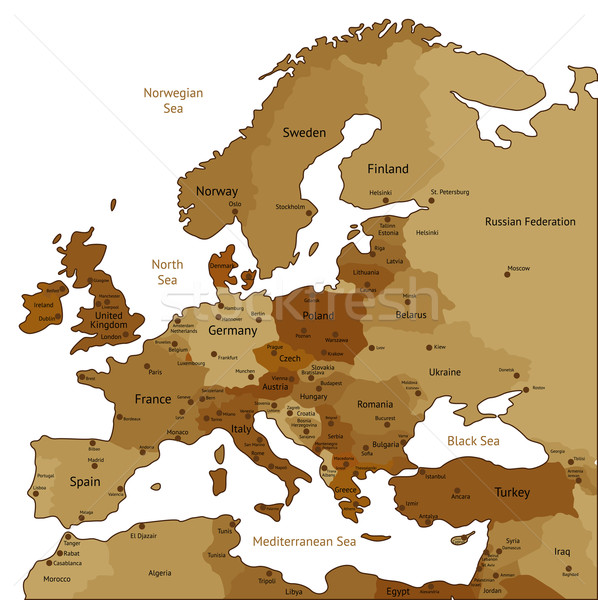 Foto d'archivio: Rosolare · mappa · Europa · seppia · colori · mare