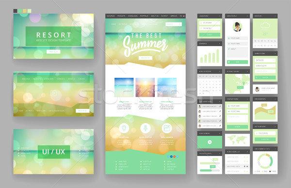Website design template and interface elements Stock photo © ildogesto
