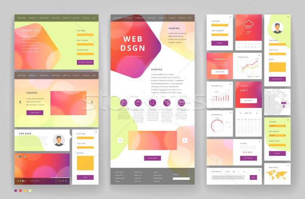Website template design with interface elements Stock photo © ildogesto