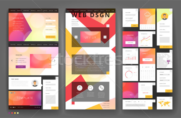 Website template design with interface elements Stock photo © ildogesto