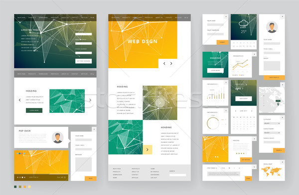 Website template design with interface elements Stock photo © ildogesto