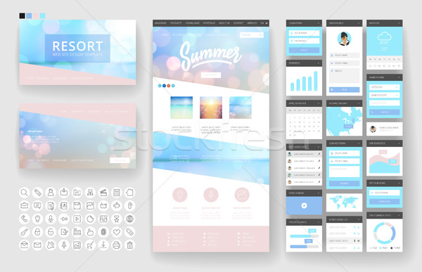 Website design template and interface elements Stock photo © ildogesto