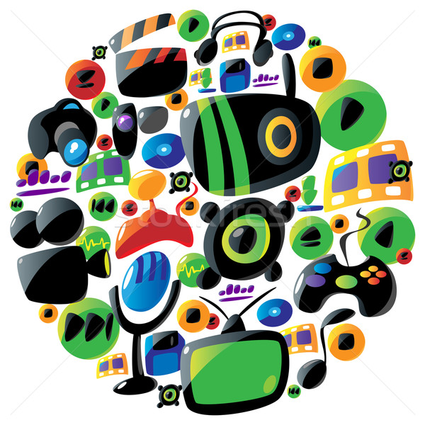 Colorido diversão música ícones círculo Foto stock © ildogesto
