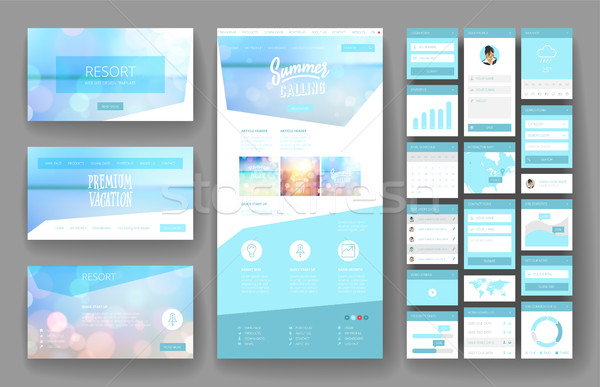 Website design template and interface elements Stock photo © ildogesto