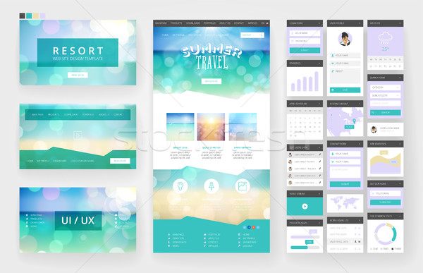 Website design template and interface elements Stock photo © ildogesto