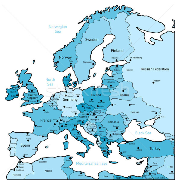 Lichtblauw kaart Europa kleuren aarde Blauw Stockfoto © ildogesto