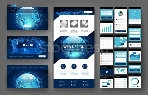 Website design template and interface elements Stock photo © ildogesto
