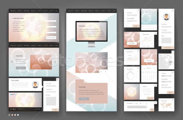 Website template design with interface elements Stock photo © ildogesto