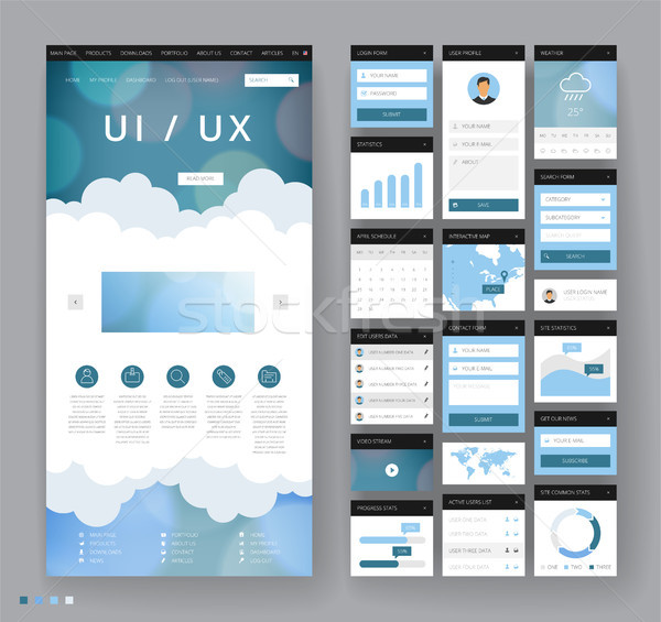 Stock photo: Website template design with interface elements