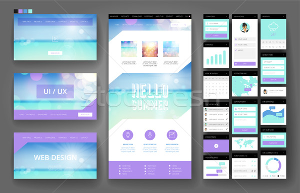 Website design template and interface elements Stock photo © ildogesto