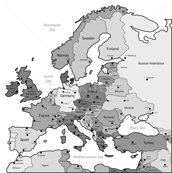 Licht grijs kaart Europa kleuren zee Stockfoto © ildogesto