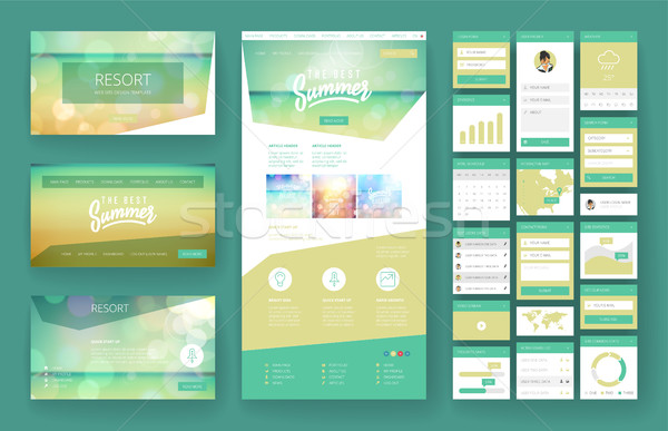 Website design template and interface elements Stock photo © ildogesto