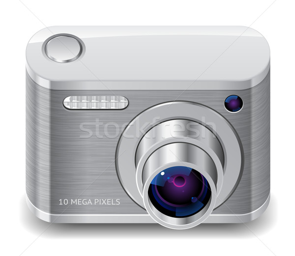 Icoană compact fotografie aparat foto alb metal Imagine de stoc © ildogesto