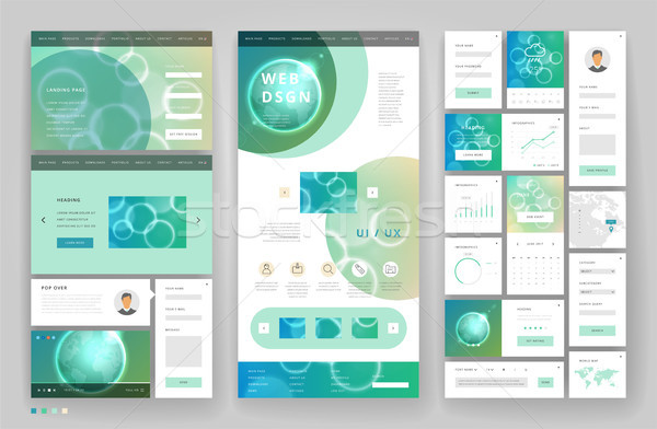 Website template design with interface elements Stock photo © ildogesto