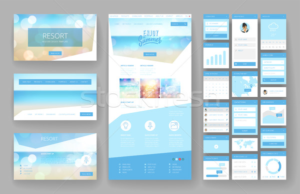 Website design template and interface elements Stock photo © ildogesto