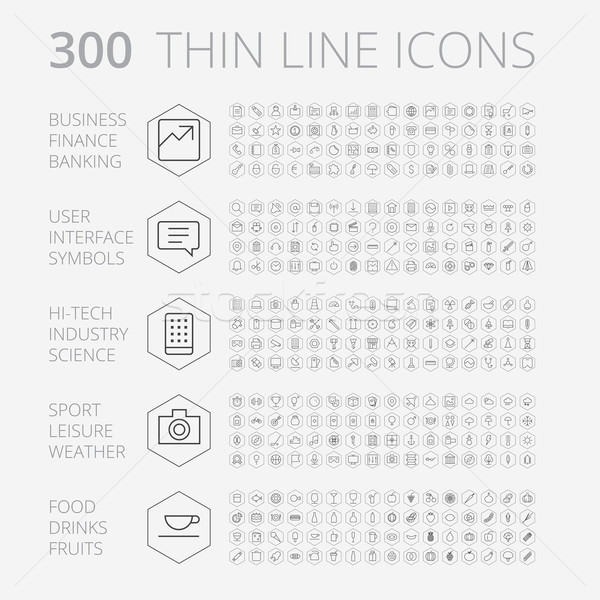 Thin Line Icons For Business, Technology and Leisure Stock photo © ildogesto