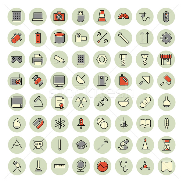 Stock photo: Thin line icons for science, technology and medical