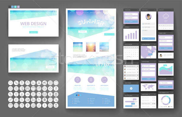 Website design template and interface elements Stock photo © ildogesto