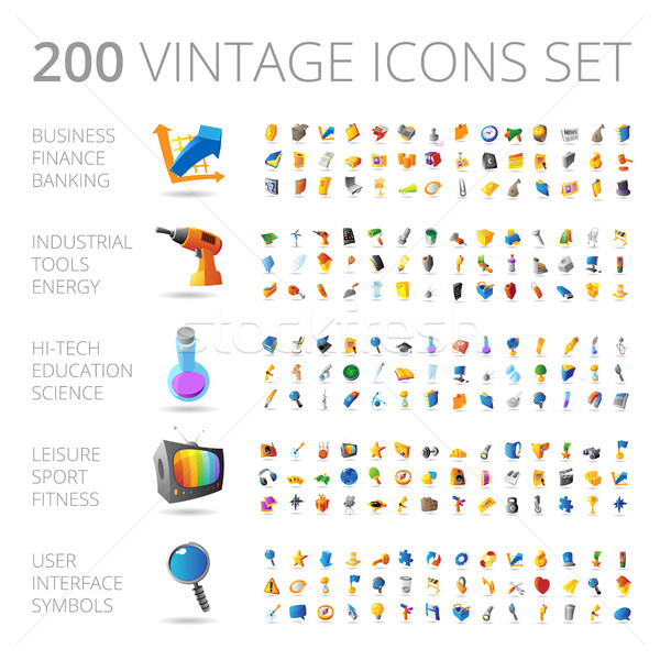 Vintage icons set for business and technology. Stock photo © ildogesto