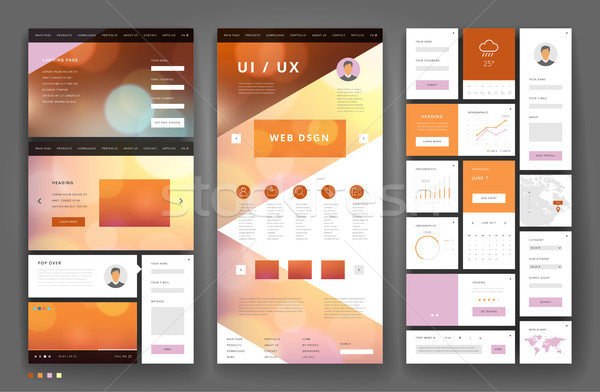 Website template design with interface elements Stock photo © ildogesto