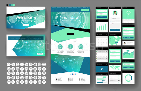 Website design template and interface elements Stock photo © ildogesto