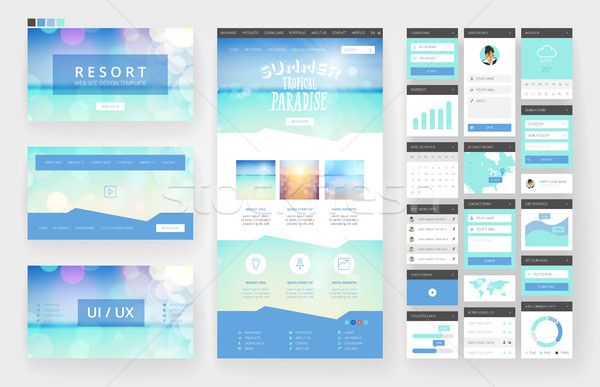 Website design template and interface elements Stock photo © ildogesto