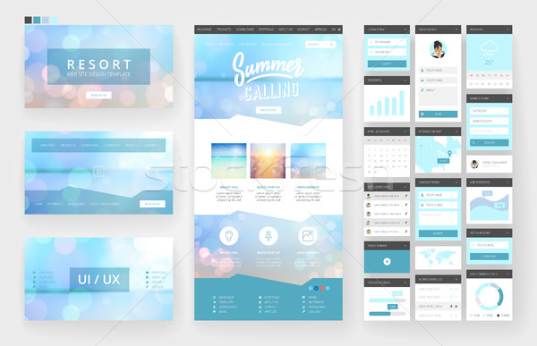 Website design template and interface elements Stock photo © ildogesto