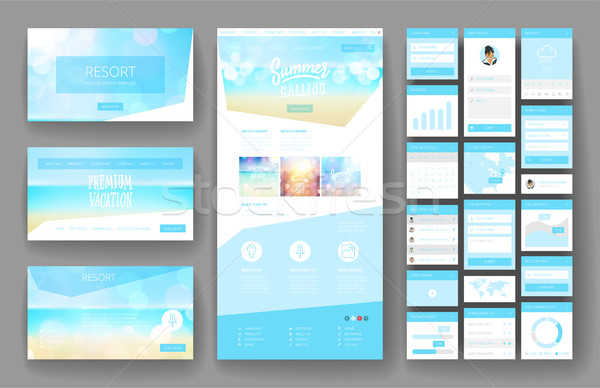 Website design template and interface elements Stock photo © ildogesto