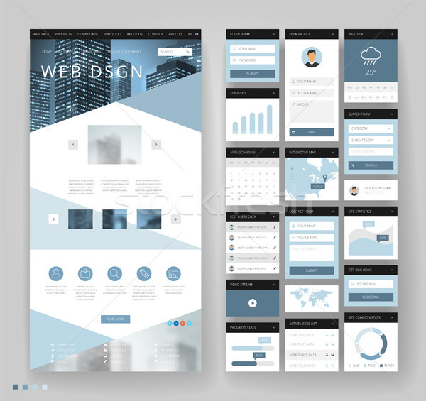 Website template design with interface elements Stock photo © ildogesto