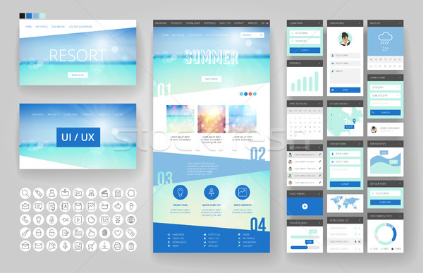 Website design template and interface elements Stock photo © ildogesto