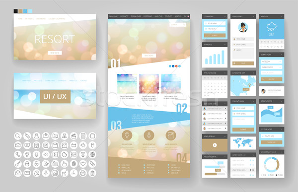 Website design template and interface elements Stock photo © ildogesto
