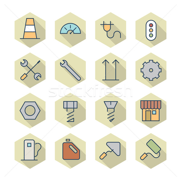 [[stock_photo]]: Léger · ligne · icônes · industrielle · vecteur · eps10