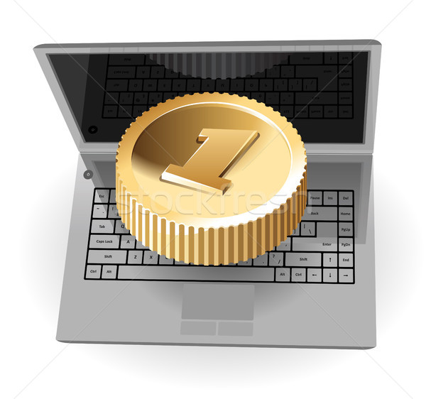 Laptop and golden coin Stock photo © ildogesto