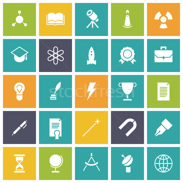 Flat design icons for education and science Stock photo © ildogesto