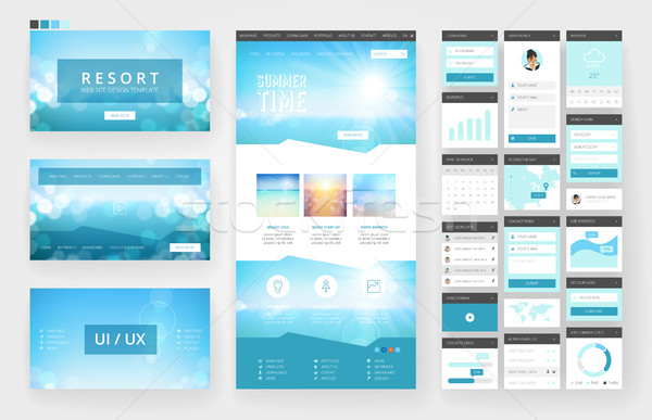 Website design template and interface elements Stock photo © ildogesto