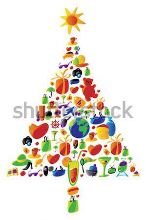 Christmas tree with gifts made of icons Stock photo © ildogesto