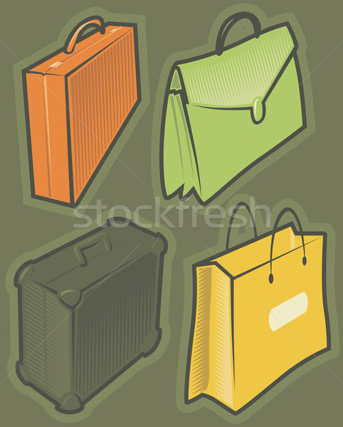 Green icons with bags Stock photo © ildogesto