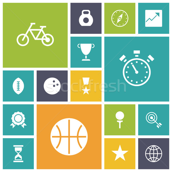 Foto stock: Projeto · ícones · esportes · fitness · basquetebol · futebol